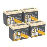 4 packs 12V 100Ah Dual-Mode Self Heating Group24 LiFePO4 Battery