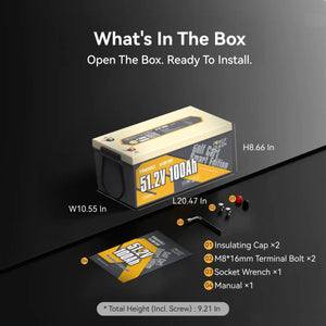 Power Queen 48V 100Ah golf cart lifepo4 lithium battery whats in the box package content.
