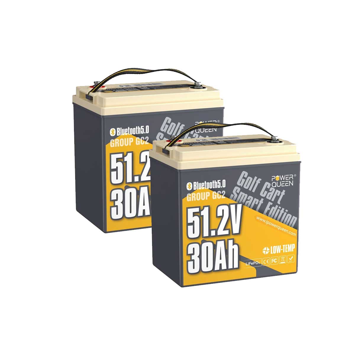Power Queen 48V (51.2V) 30Ah GC2 Golf Cart Smart Lithium Battery