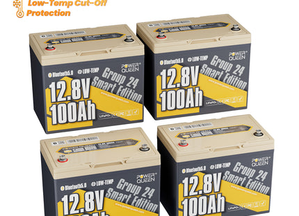 Power Queen 12V 100Ah Group 24 Smart Deep Cycle Lithium Battery