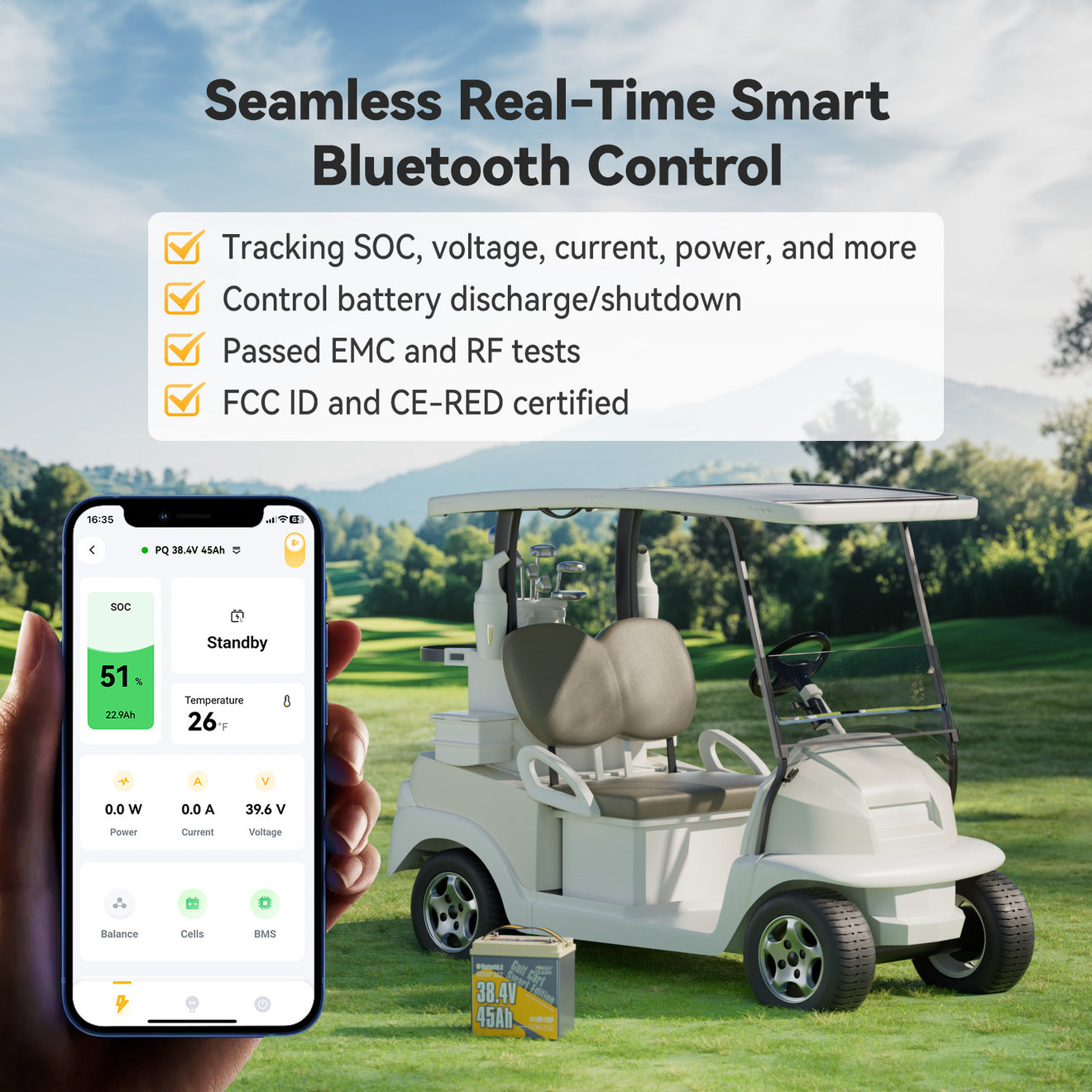 [Like New] Power Queen 36V 45Ah Golf Cart Smart GC2 Lithium Battery