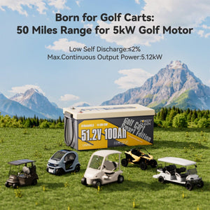 [Like New] Power Queen 48V (51.2V) 100Ah GC8 Golf Cart Smart Lithium Battery - Power Queen US
