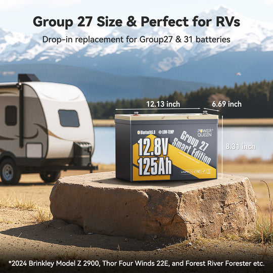 the Group 27 Size of Power Queen Deep Cycle Lithium Battery