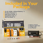 Power Queen 29.2V 20A Charger Kit With 24V 100Ah Deep Cycle Lithium Battery