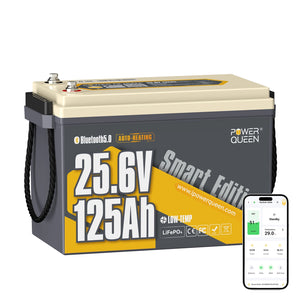 Power Queen 24V 125Ah Lithium Trolling Motor Battery | Deep Cycle Marine Battery with Smart Self-Heating