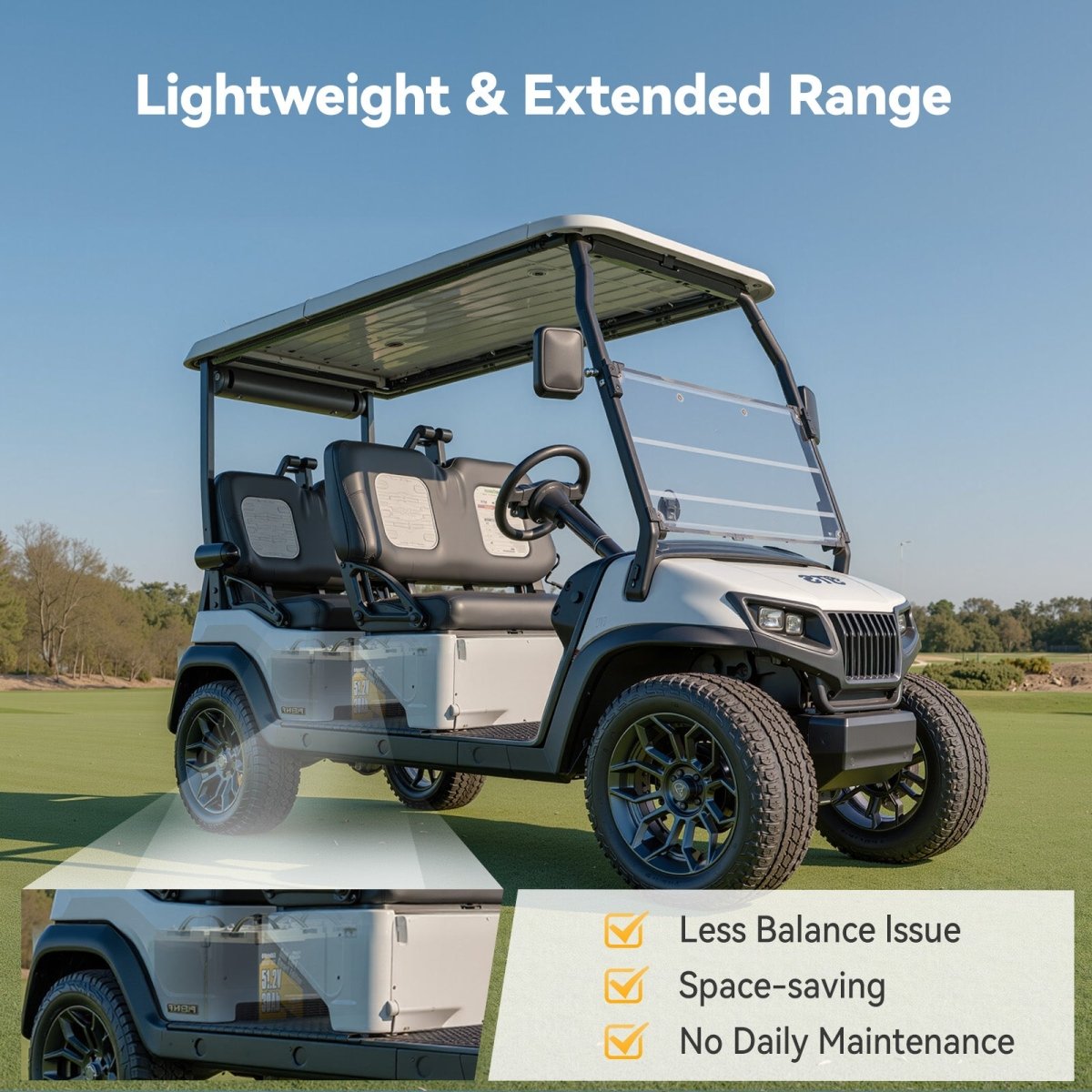 [Like New] Power Queen 48V (51.2V) 30Ah GC2 Golf Cart Smart Lithium Battery - Power Queen US