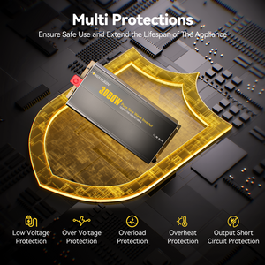 Power Queen 3000W Pure Sine Wave Inverter 12V DC to 110V AC Converter with 7 Outlets & LCD Remote Control