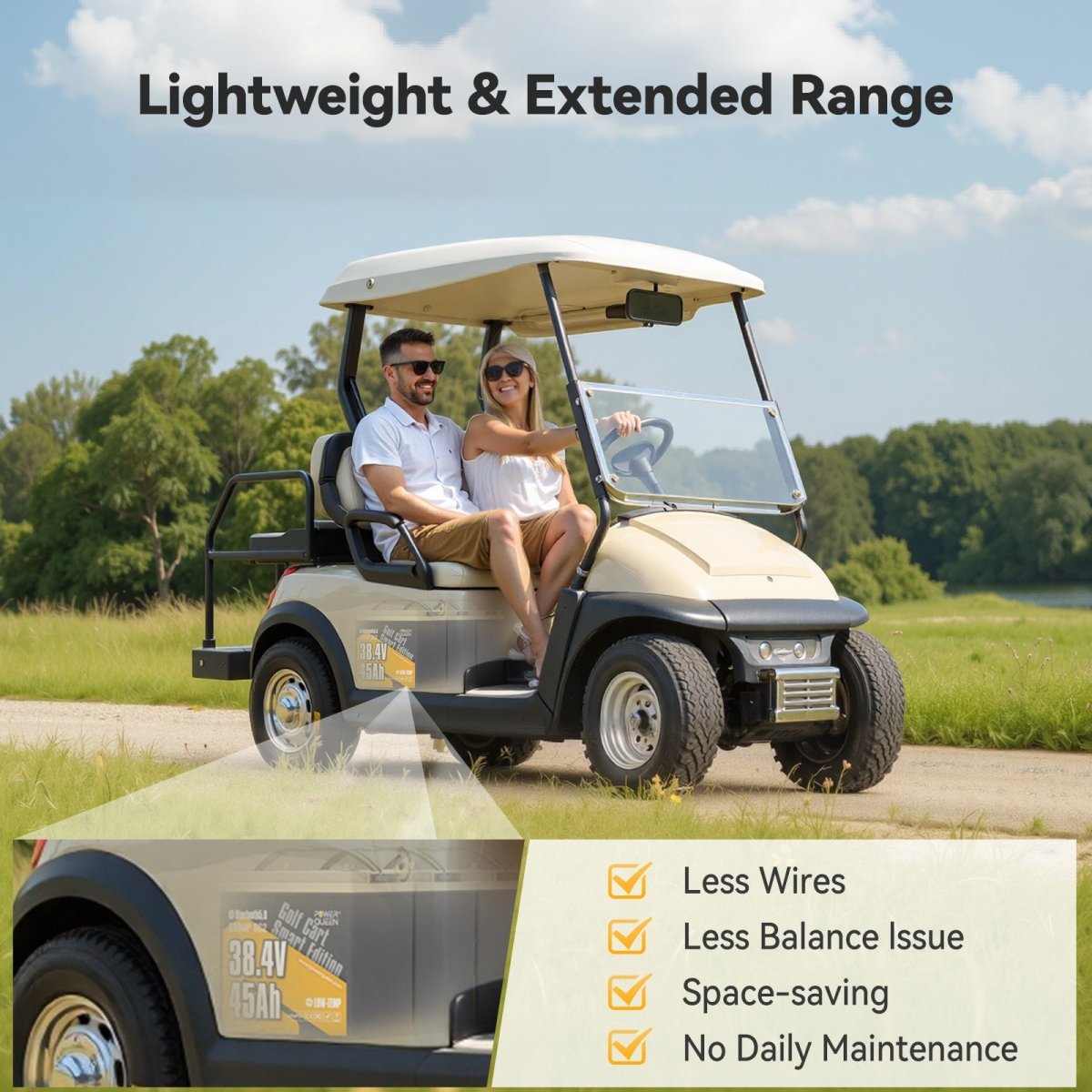 [Like New] Power Queen 36V 45Ah Golf Cart Smart GC2 Lithium Battery - Power Queen US