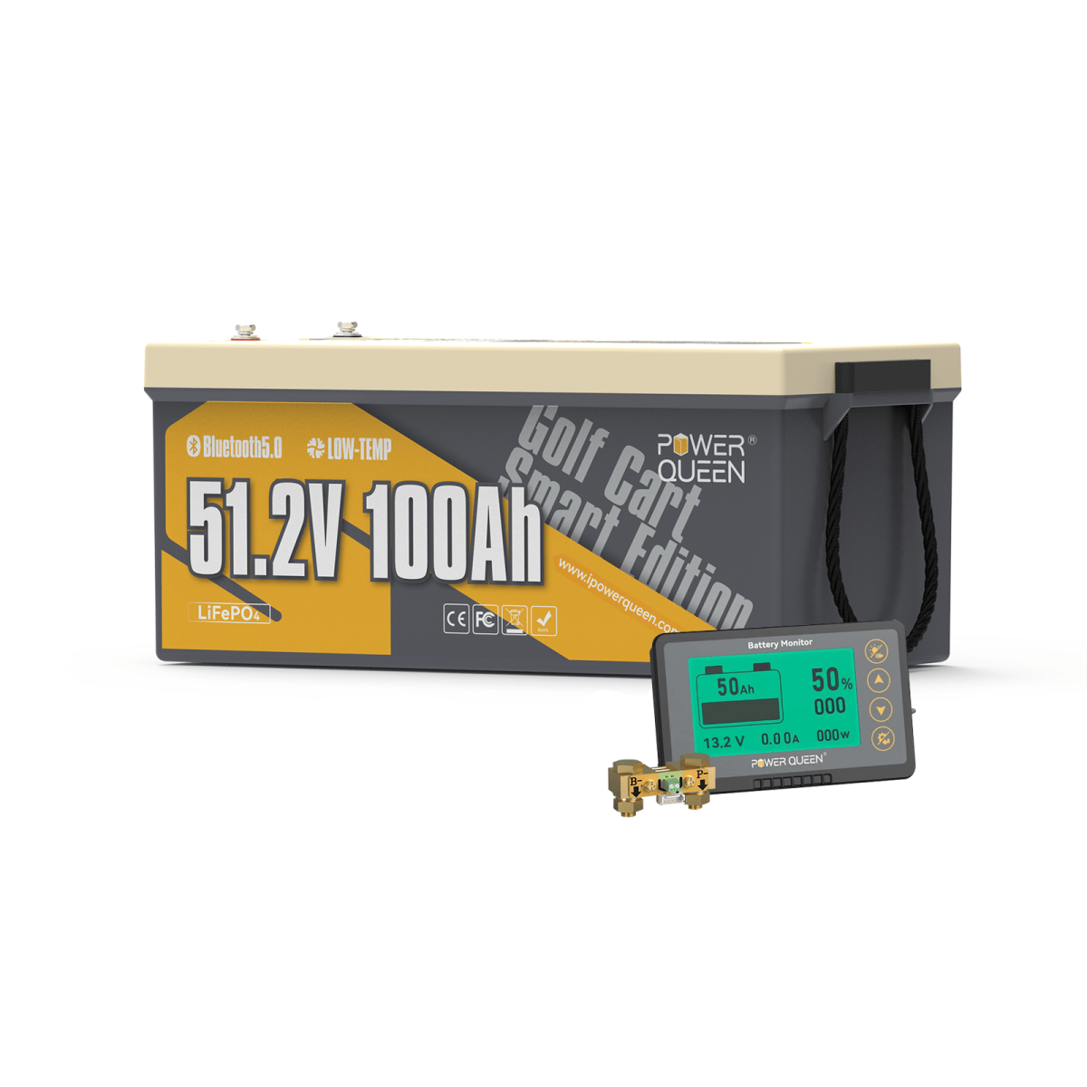 Power Queen 48V (51.2V) 100Ah GC8 Golf Cart Smart Lithium Battery