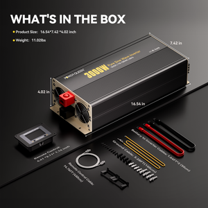 Power Queen 3000W Pure Sine Wave Inverter 12V DC to 110V AC Converter with 7 Outlets & LCD Remote Control