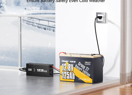 Power Queen 12V 125Ah Group27 Smart Deep Cycle Lithium Battery