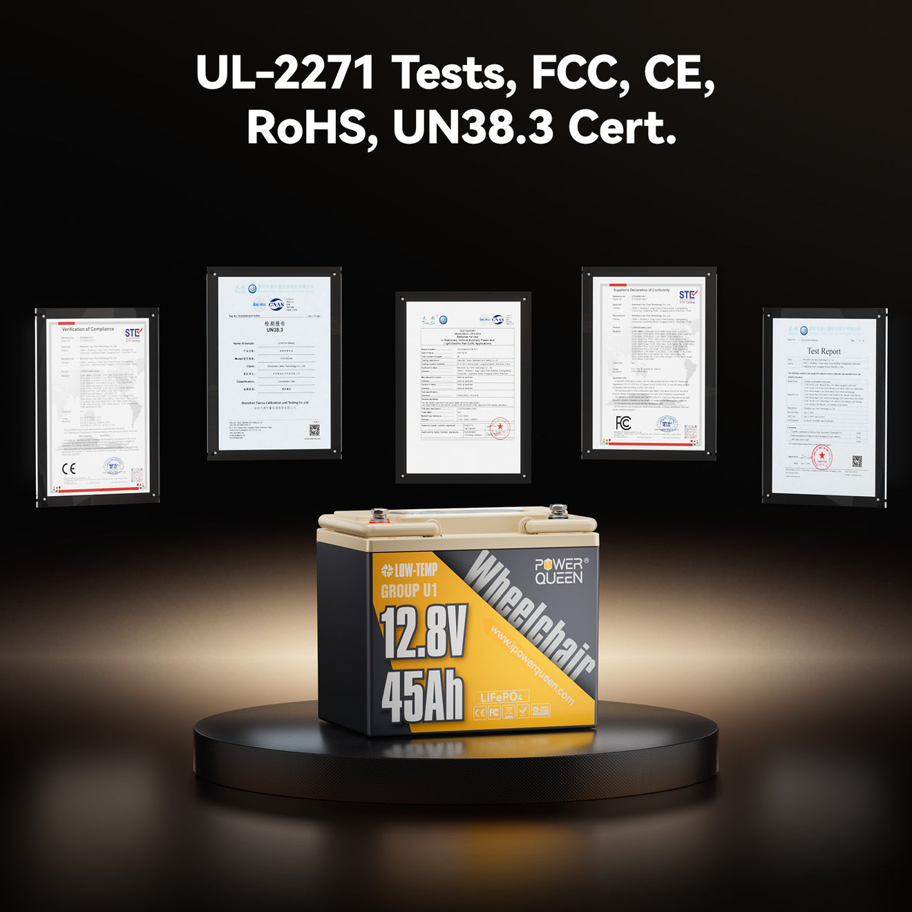 Power Queen 12V 45Ah Group U1 Lithium Battery