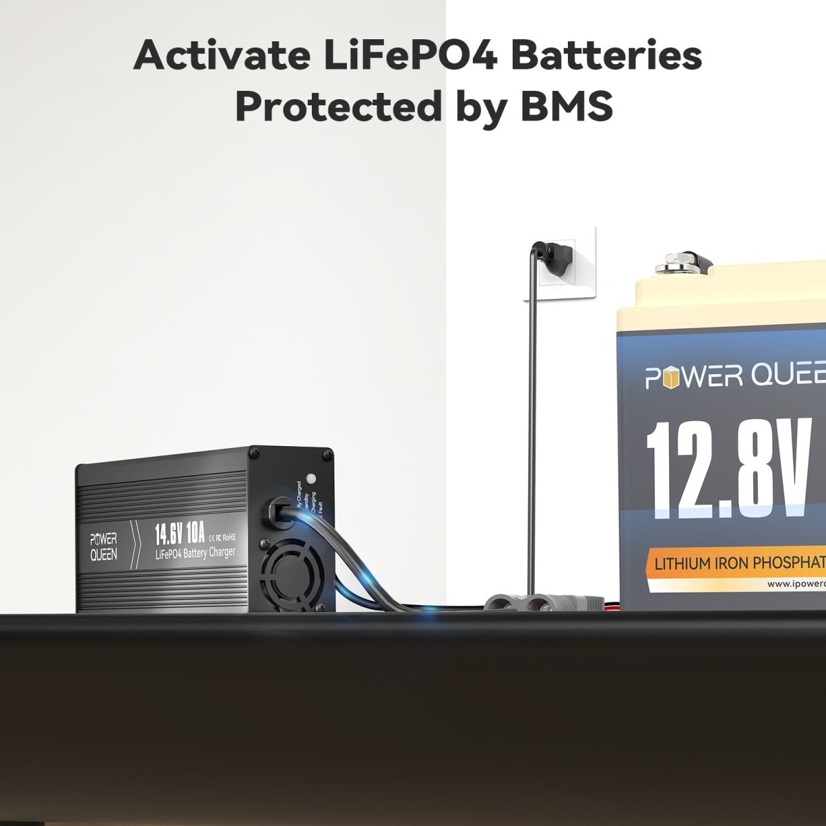 Charger activates BMS-protected LiFePO4 battery