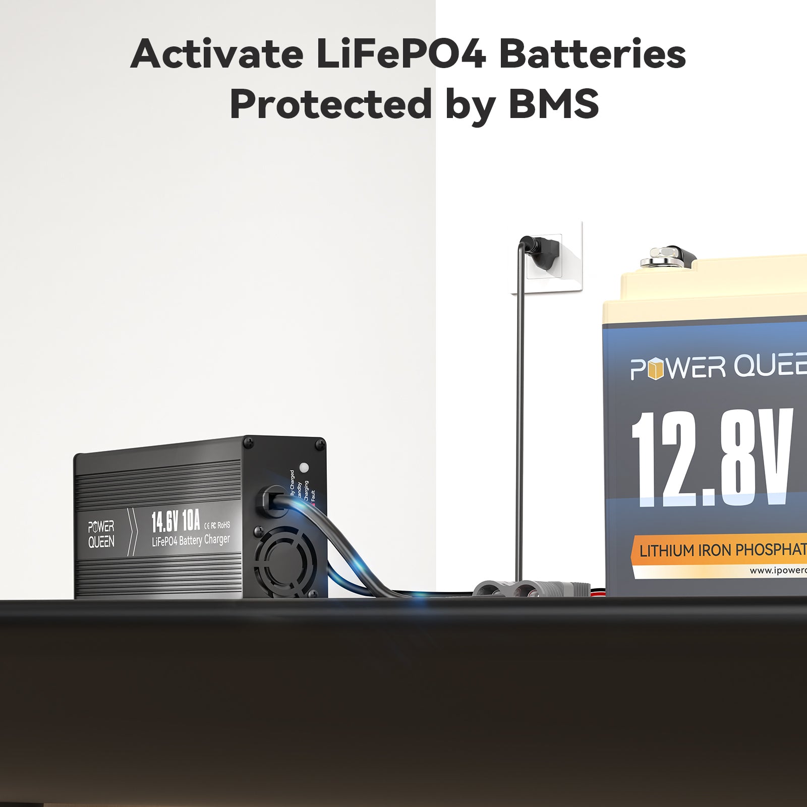 Charger activates BMS-protected LiFePO4 battery