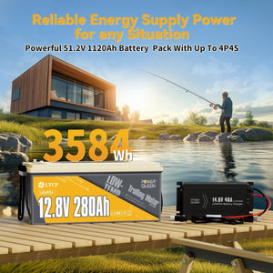 Power Queen 12V 280Ah Low - Temp Deep Cycle Lithium Battery With 12V 40A Charger Kit - Power Queen US