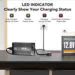 LED indicator of Power Queen 14.6V 10A charger showing charging status