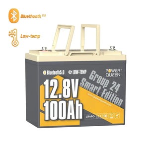 [Like New] Power Queen 12V 100Ah Group 24 Smart Deep Cycle Lithium Battery Power Queen