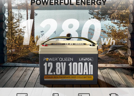 [Like New] Power Queen 12V 100Ah LiFePO4 Like New Battery, Built-in 100A BMS Power Queen