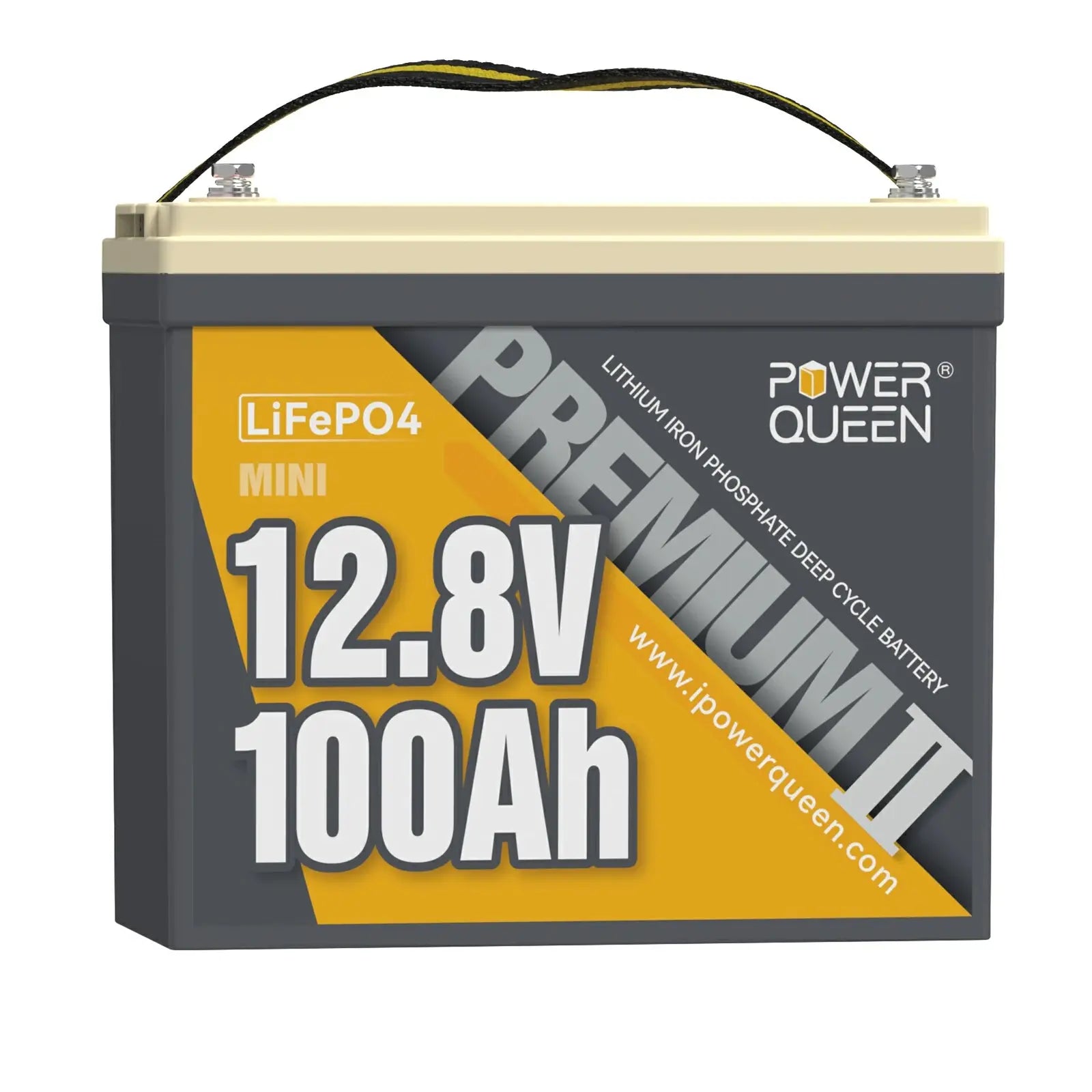 【Like New】Power Queen 12.8V 100Ah Mini(Premium II) LiFePO4 Battery, Built-in 100A BMS Power Queen