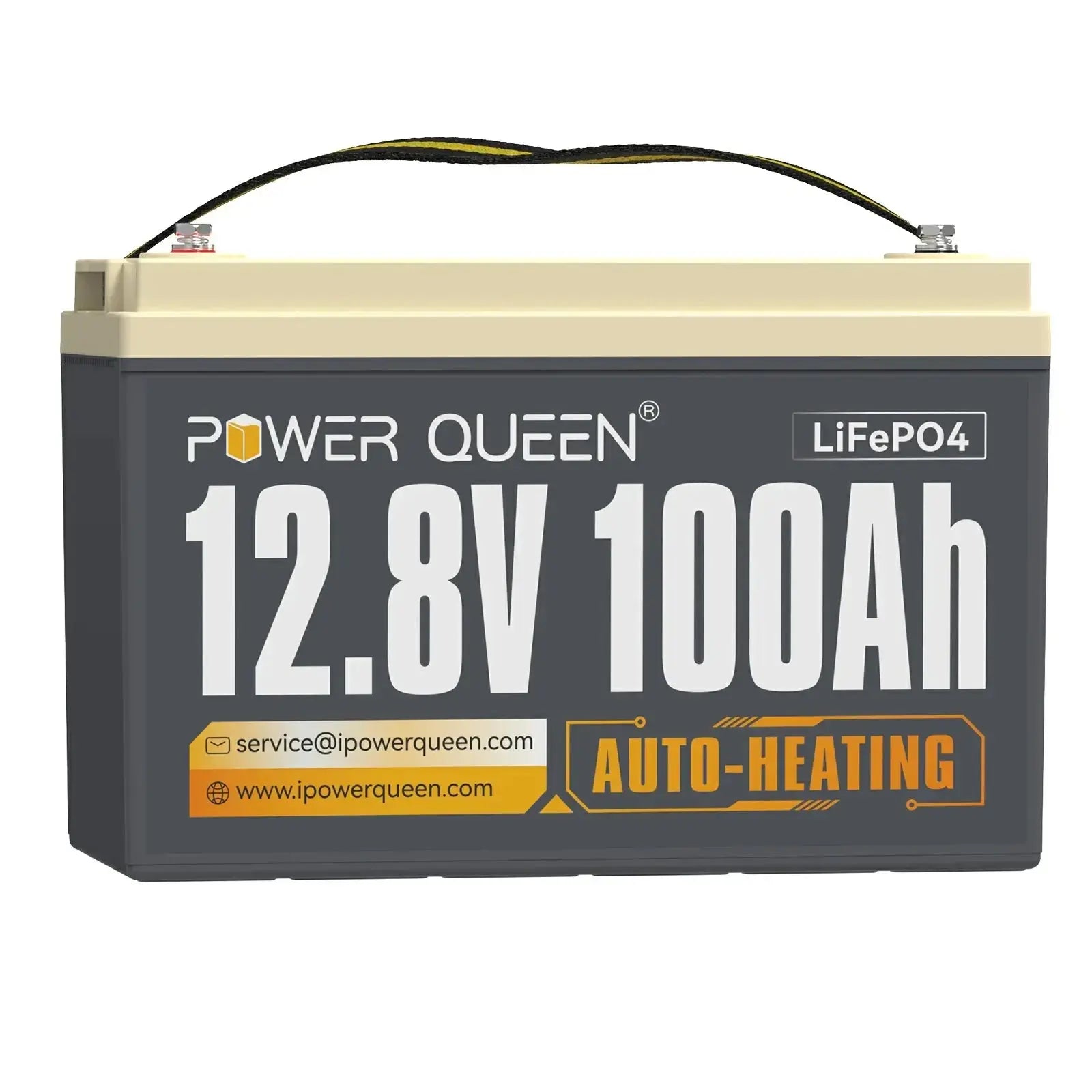 Power Queen 12.8V 100Ah Self-Heating LiFePO4 Battery, Built-in 100A BMS Power Queen