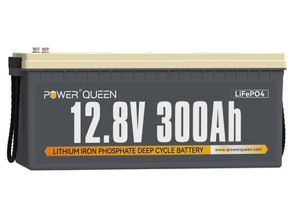 Power Queen 12.8V 300Ah LiFePO4 Battery, Built-in 200A BMS Power Queen