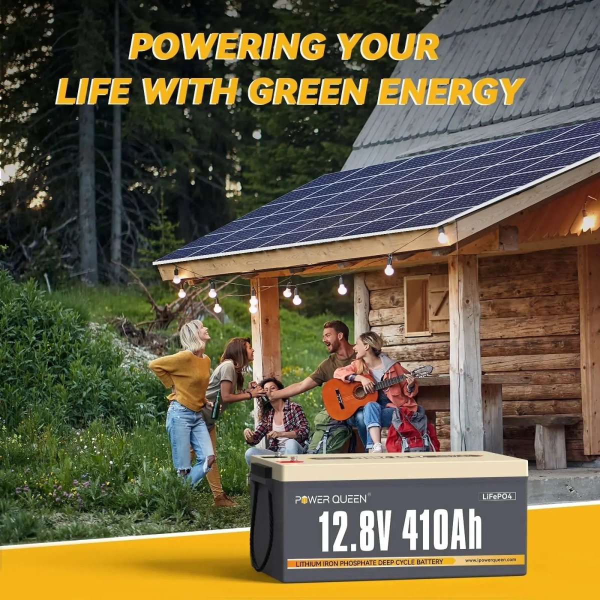 Power Queen 12.8V 410Ah LiFePO4 Battery, Built-in 250A BMS Power Queen