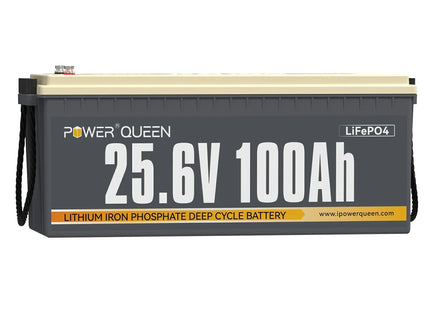 【Like New】Power Queen 25.6V 100Ah LiFePO4 Battery, Built-in 100A BMS Power Queen