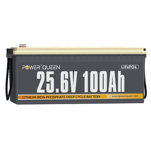 【Like New】Power Queen 25.6V 100Ah LiFePO4 Battery, Built-in 100A BMS Power Queen