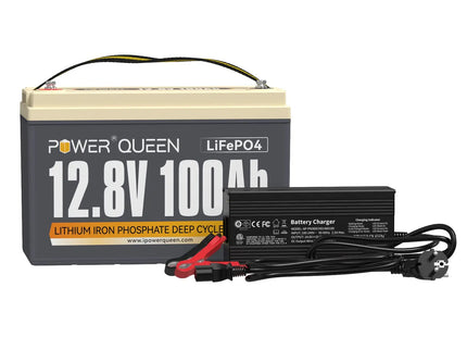 [Only $290] Power Queen 12V 10A Charger Kit With 12V 100Ah Deep Cycle Lithium Battery Power Queen