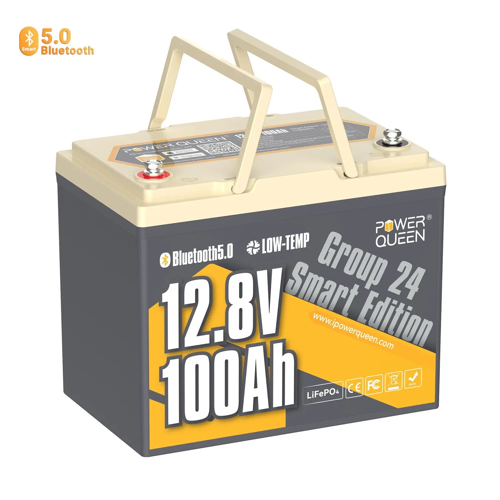 [Only $299] Power Queen 12V 100Ah Group 24 Smart Deep Cycle Lithium Battery Power Queen