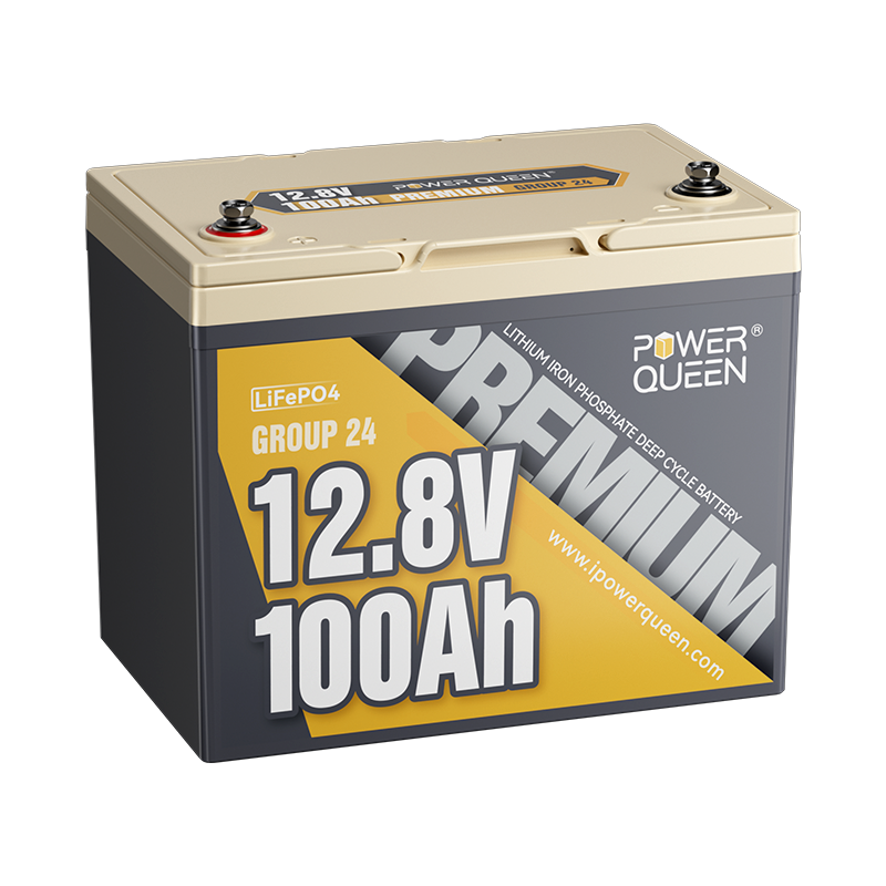 Power Queen 12V 100Ah Group 24 Deep Cycle Lithium Battery