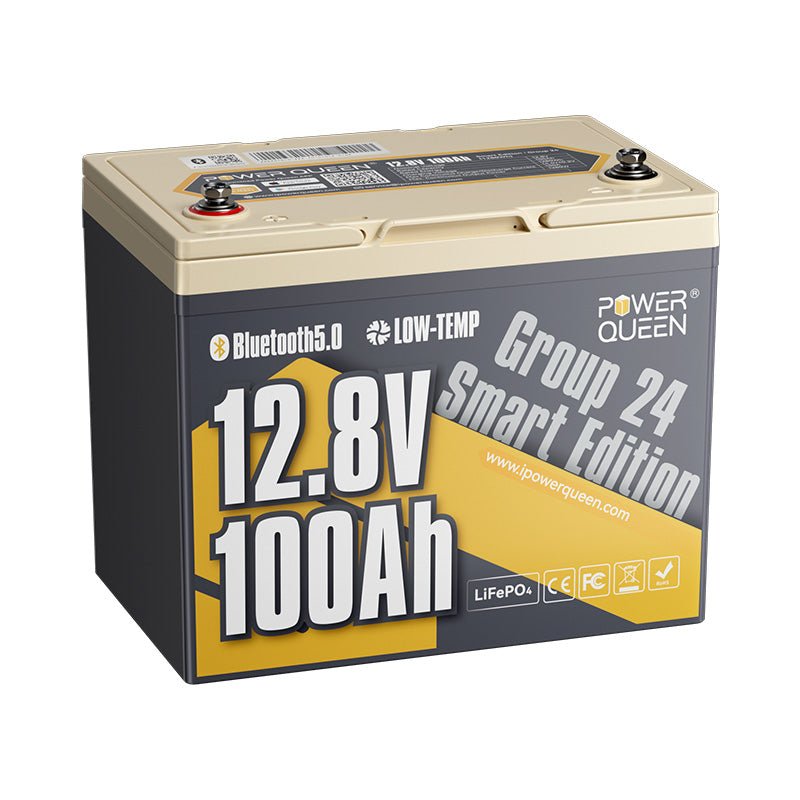 [Like New] Power Queen 12V 100Ah Group 24 Smart Deep Cycle Lithium Battery - Power Queen US