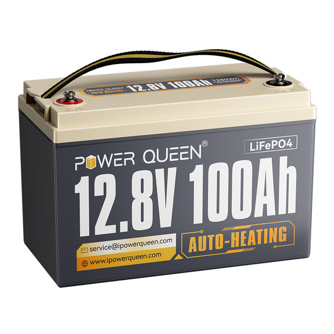 [Used-Very-Good] Power Queen 12V 100Ah Self-Heating Deep Cycle Lithium Battery