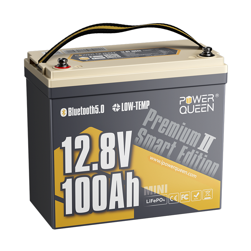 Power Queen 12V 100Ah Mini Low-temp Smart Deep Cycle Lithium Battery