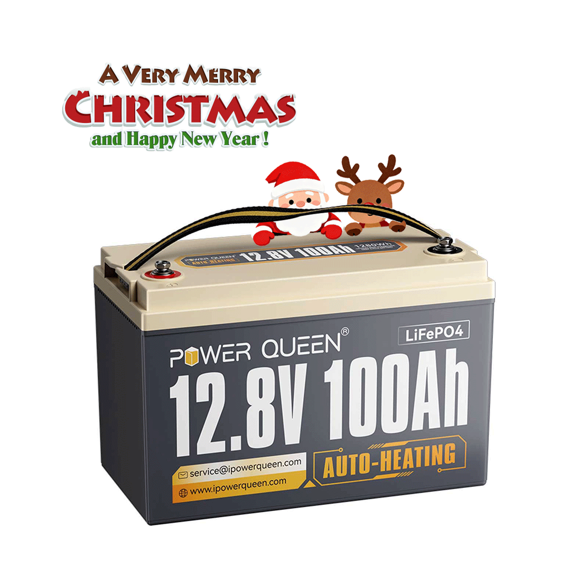 Power Queen 12V 100Ah Self-Heating Deep Cycle Lithium Battery