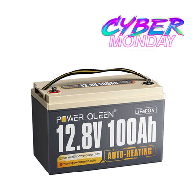 Power Queen 12V 100Ah Self-Heating Deep Cycle Lithium Battery