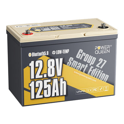 [Like New] Power Queen 12V 125Ah Group27 Smart Deep Cycle Lithium Battery - Power Queen US
