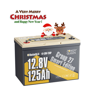 Power Queen 12V 125Ah Group27 Smart Deep Cycle Lithium Battery