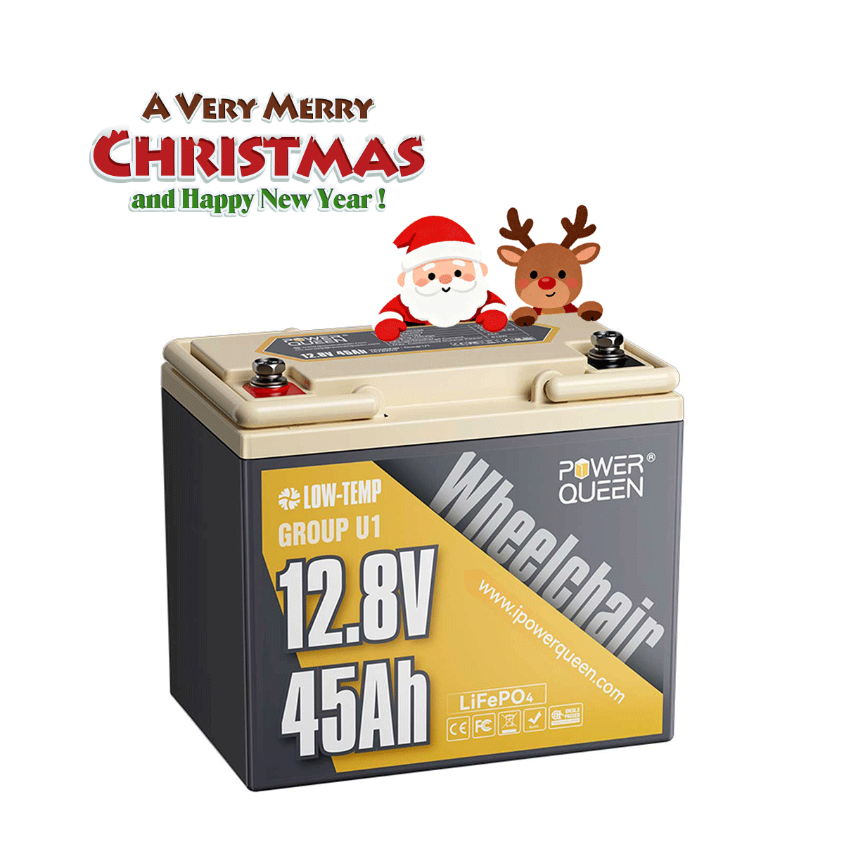 Power Queen 12V 45Ah Group U1 Lithium Battery