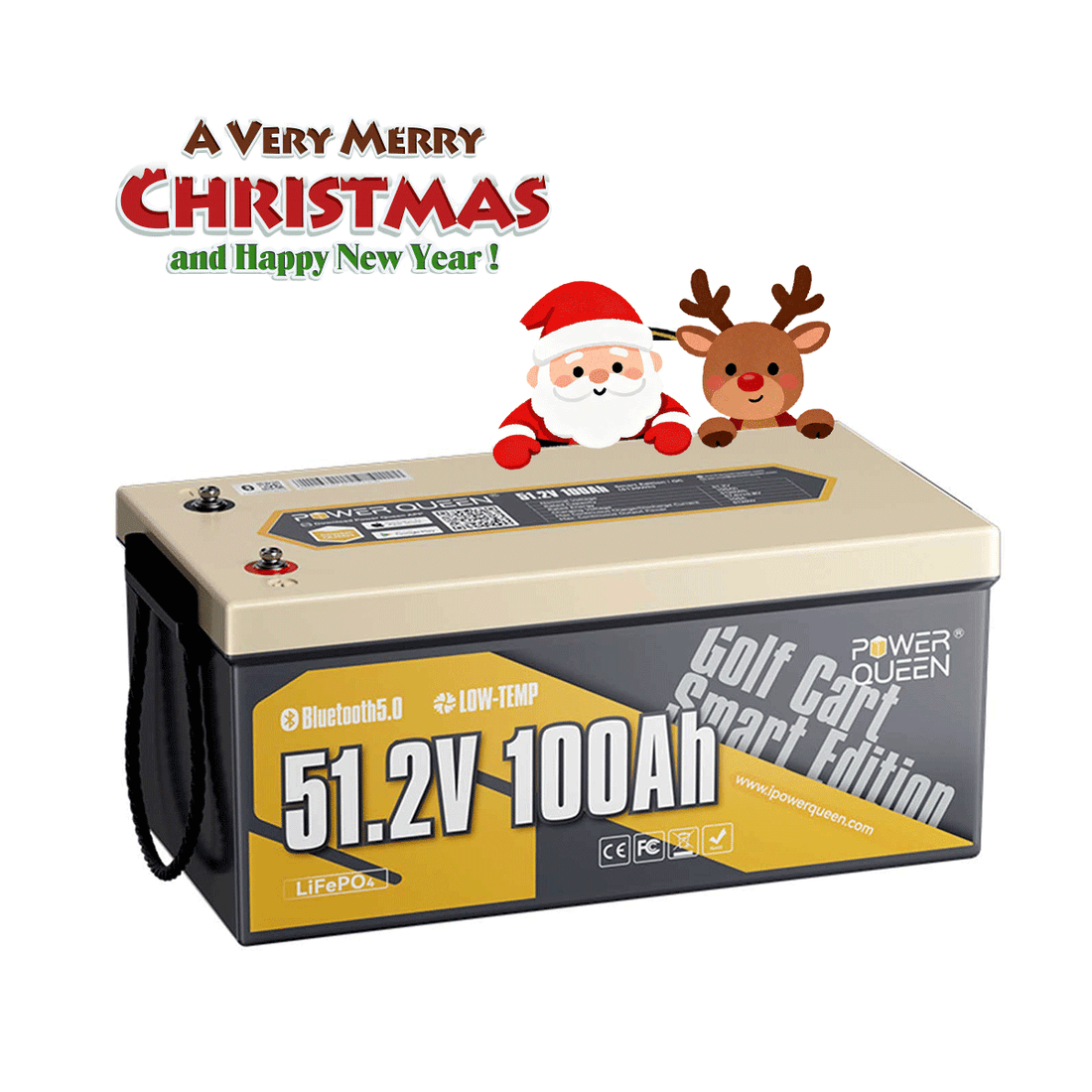 Power Queen 48V (51.2V) 100Ah GC8 Golf Cart Smart Lithium Battery