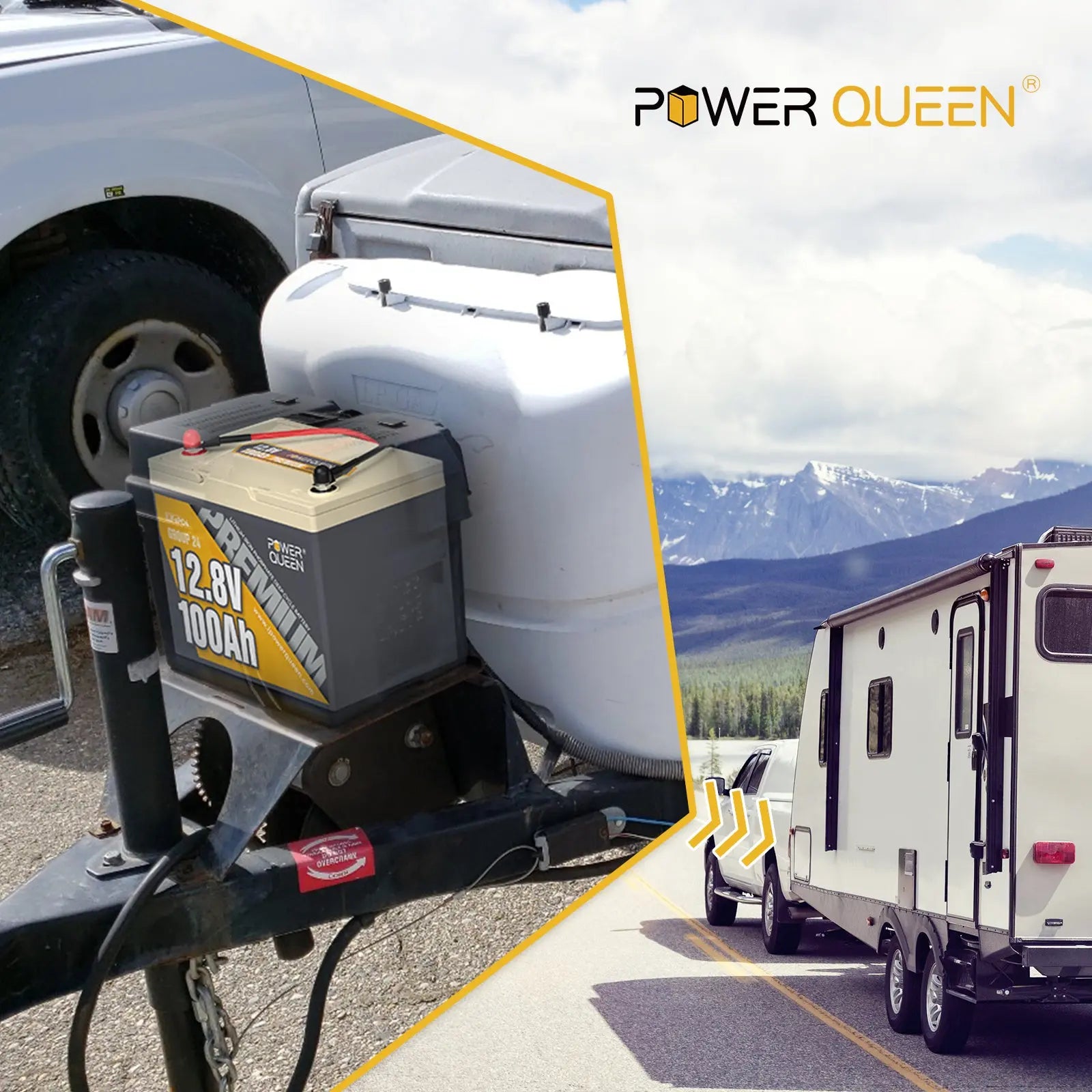 Power Queen 12.8V 100Ah Premium LiFePO4 BatteryLiFePO4 Battery, Built-in 100A BMS Power Queen