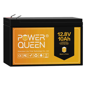 Power Queen 12.8V 10Ah LiFePO4 Battery, Built-IN 10A BMS Power Queen