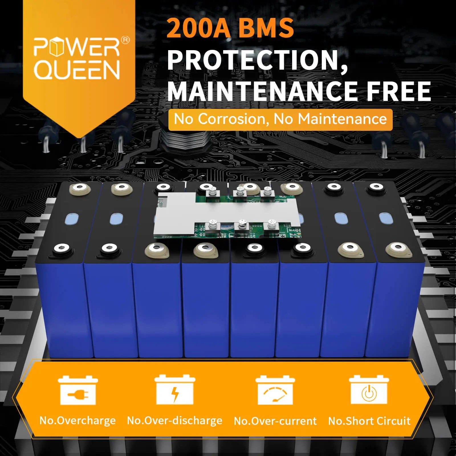Power Queen 12V 300Ah 3.84kWh LiFePO4 Lithium Battery, Built-in 200A BMS  freeshipping - powerqueen