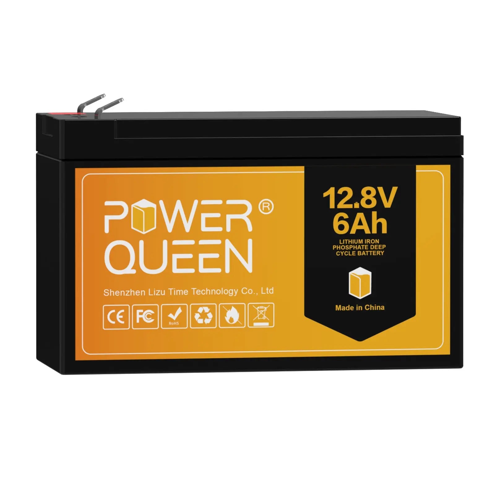 Power Queen 12.8V 6Ah LiFePO4 Battery, Built-IN 6A BMS Power Queen