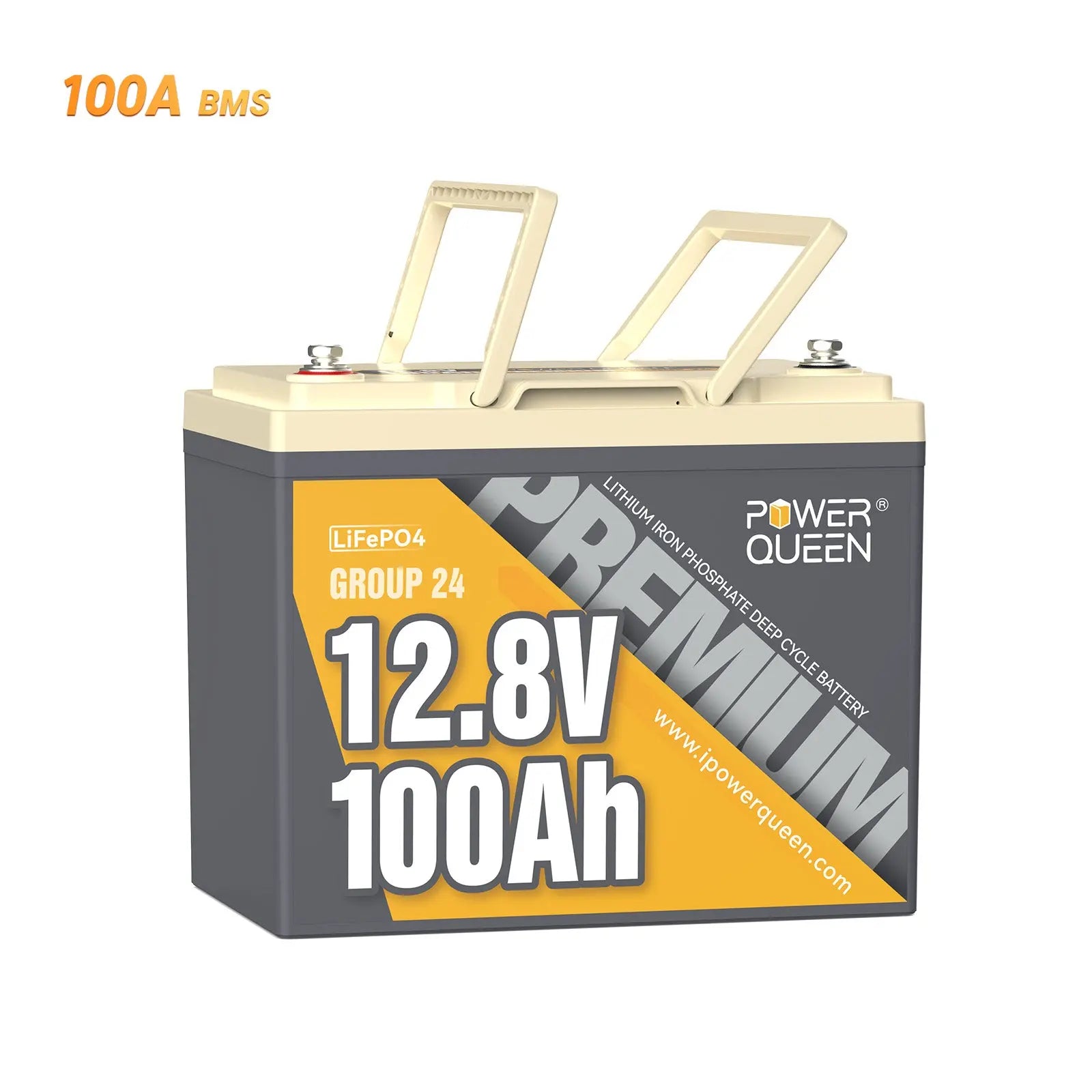 Power Queen 12V 100Ah Group 24 Deep Cycle Lithium Battery Power Queen