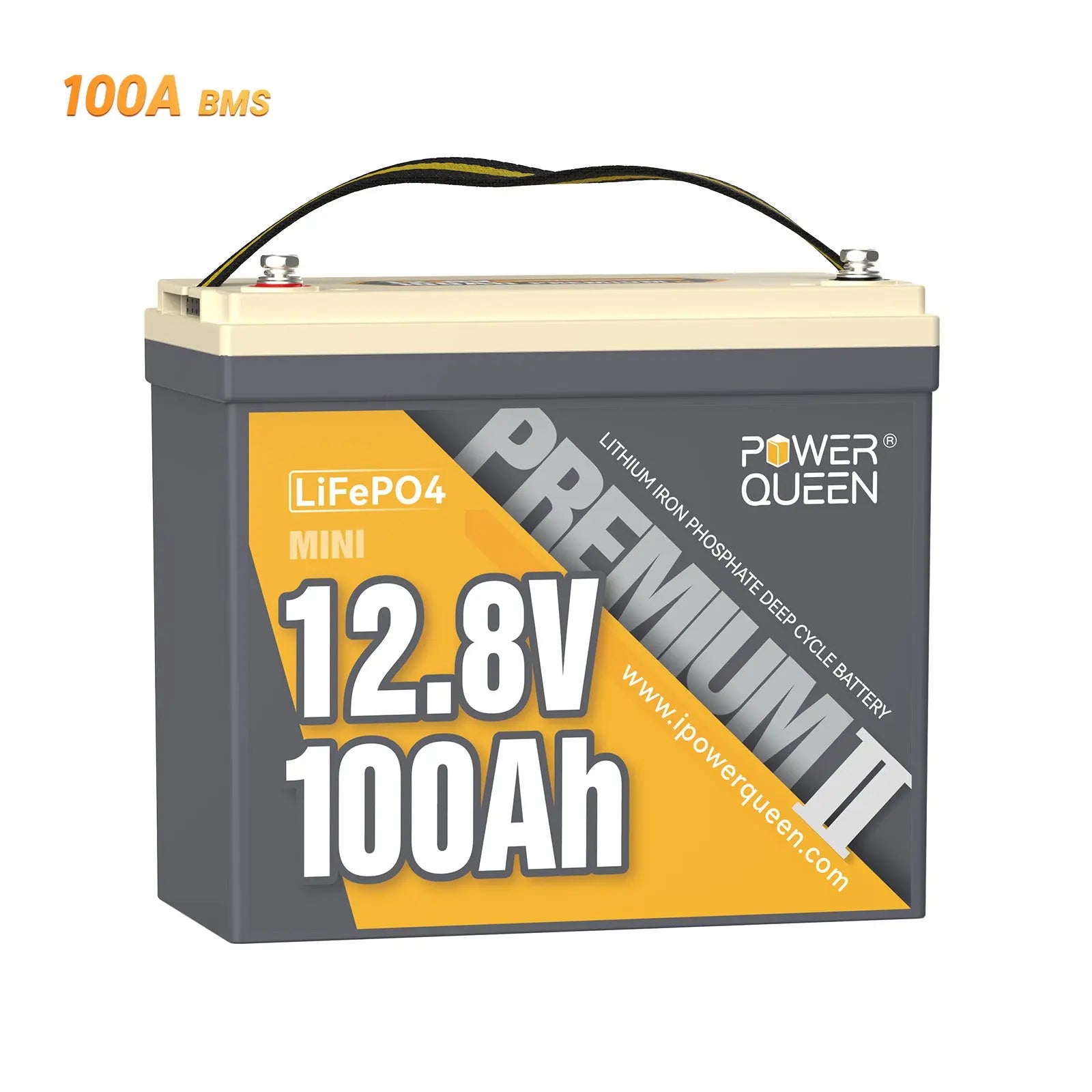 Power Queen 12V 100Ah Mini Deep Cycle Lithium Battery Power Queen