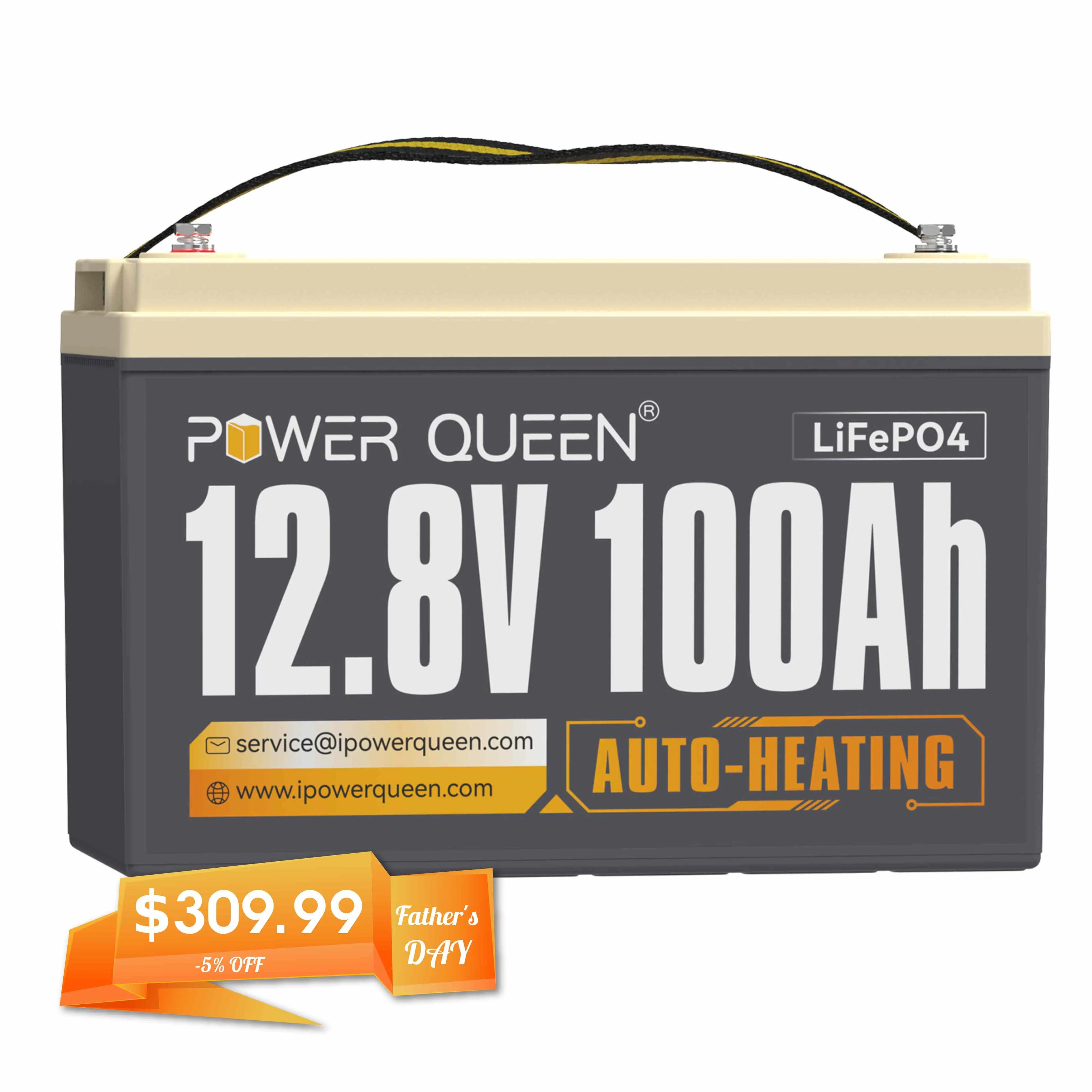 Power Queen 12V 100Ah Self-Heating Deep Cycle Lithium Battery Power Queen