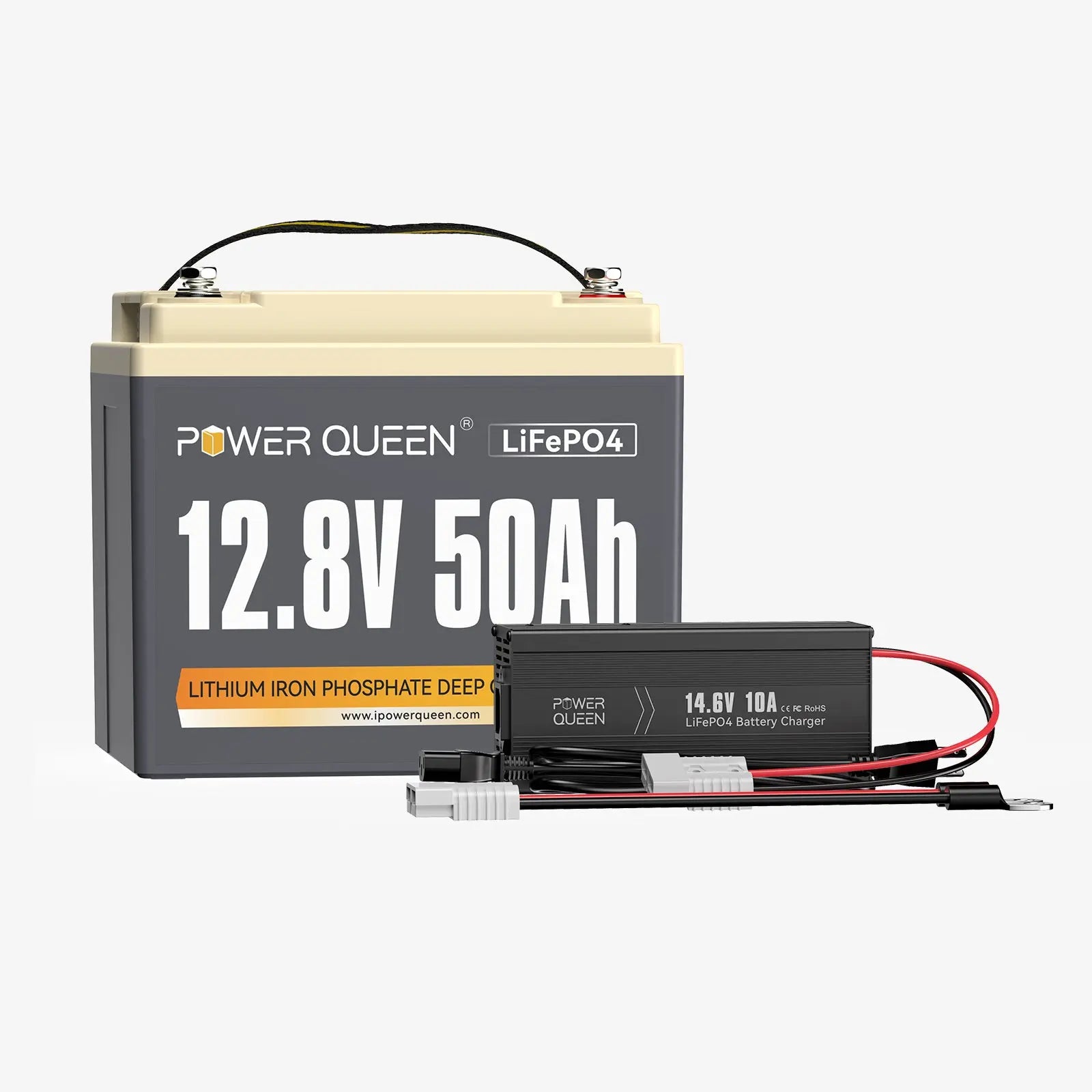 Power Queen 12V 10A Charger Kit With 12V 50Ah Deep Cycle Lithium Battery Power Queen