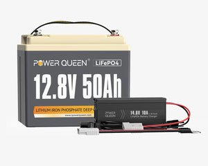 Power Queen 12V 10A Charger Kit With 12V 50Ah Deep Cycle Lithium Battery Power Queen