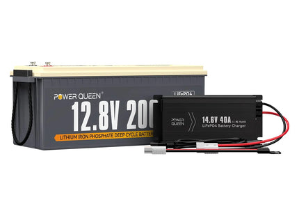 Power Queen 12V 20A Charger Kit With 12V 200Ah Plus Deep Cycle Lithium Battery Power Queen